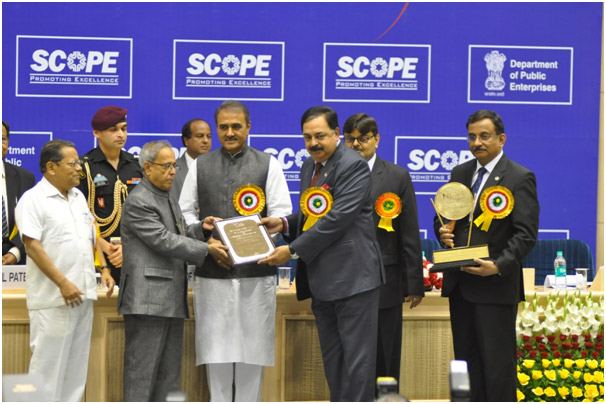 CMD Mr. Sudhir Vasudeva and Director-HR receives the honour from the President of India CMD Mr. Sudhir Vasudeva and Director-HR receives the honour from the President of India