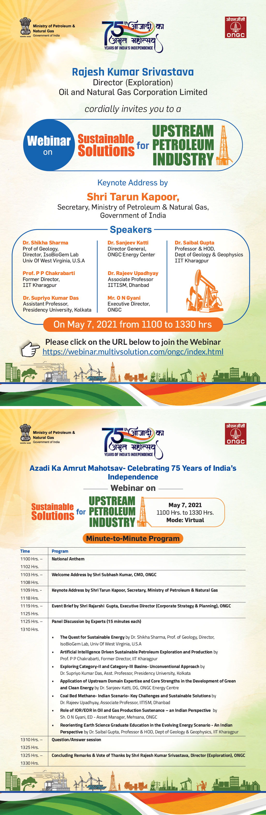 ONGC Webinar on Sustainable Solutions for Upstream Petroleum Industry