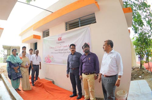 New Toilet Block being inaugurated by ONGC officials