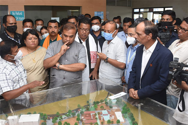 CM being briefed about the progress of the Hospital construction
