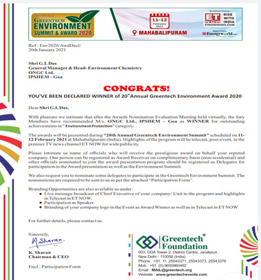 ONGC’s safety institute IPSHEM conferred Greentech Environment Award 2020