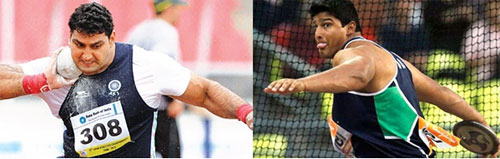 Vikas Gowda (GOLD in Discus Throw) and Om Prakash Singh (BRONZE Shot put)