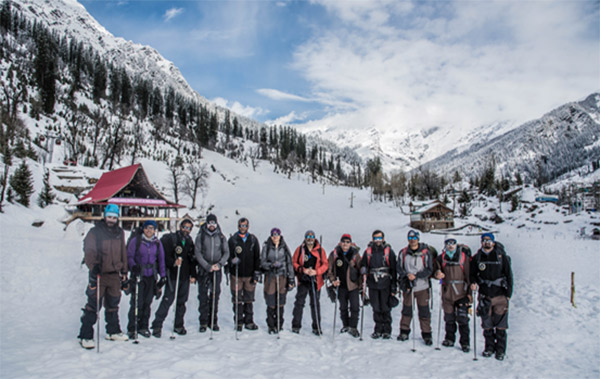 The 12 member ONGC Everest Expedition team during a conditioning camp in Solang near Manali