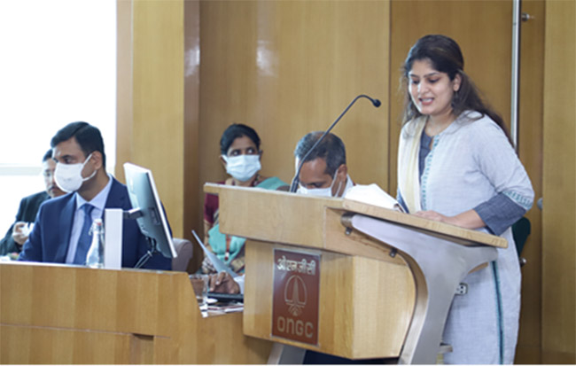 Senior HR Executive Shruti Rangakumar made a presentation on the CSR initiatives of ONGC