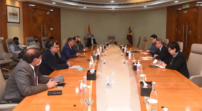 Mongolian Ministerial delegation and industry experts interacting with ONGC CMD, Directors and OVL MD