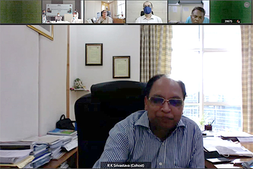 Director (Exploration) RK Srivastava addressing the virtual gathering