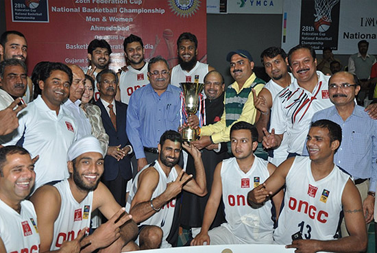All smiles: The ONGC team after winning the championship