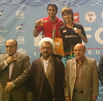 Sourabh Verma (in red T-Shirt) on the podium