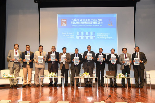 On this occasion, ‘Sajag’ - the in-house publication of  ONGC to highlight best practices in Vigilance and Corporate Governance, was  released by CVC, CMD, other functional Director, CVO and ED (Security).