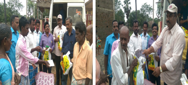 Distribution of relief materials at Vedakollai ( Pudhur), Kurunghipadi, Cuddalore District