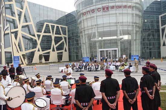 Live performance by CRPF Brass Band at ONGC Delhi office