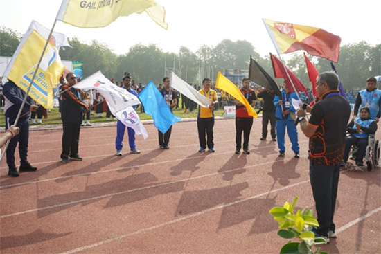Para Games Coordinator Captain Sangwan addressing the oath to the teams