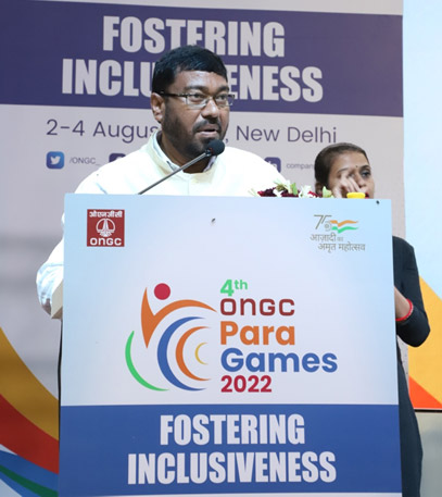 Petroleum Minister of State Rameswar Teli at the Closing Ceremony of the 4<sup>th</sup> ONGC Para Games in Delhi