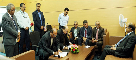 CGM (P)-Chief Marketing Sanjay Kumar form ONGC and GGM (ITD) Vijay Bhatnagar from MRPL signing the COSA 