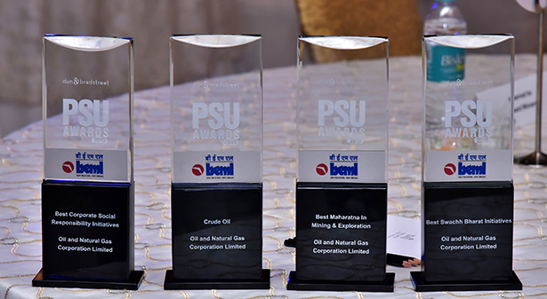 Close view of the four Awards received by ONGC