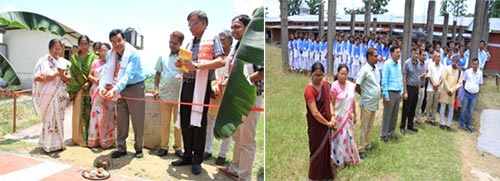 (L) Head INBIGS,  inaugurating the facilities (R) Teachers and the students of the College