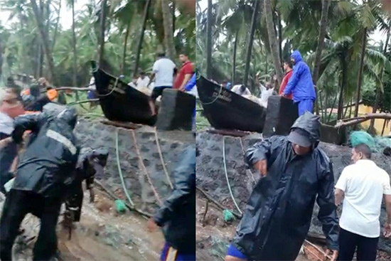ONGCians rescuing fishermen’s boats at Goa beach