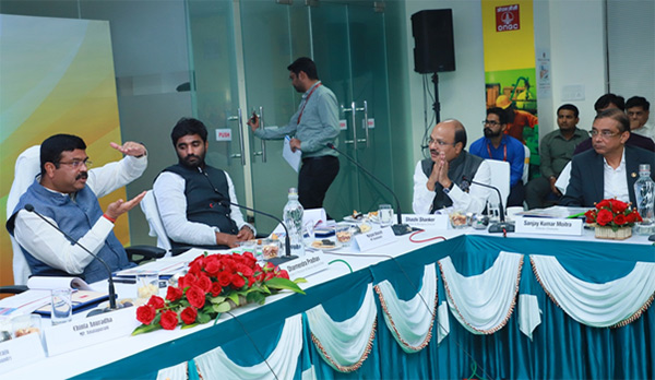 Petroleum Minister Dharmedra Pradhan interacting with ONGC CMD and other dignitaries