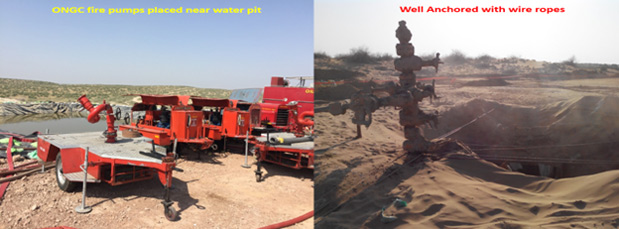 ONGC fire pumps placed near water pit
