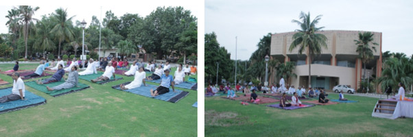 ONGCians participating in Yoga at IRS, Ahmedabad