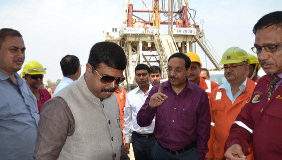 Hon’ble Minister Dharmendra Pradhan at Geleky drill site in Assam Asset