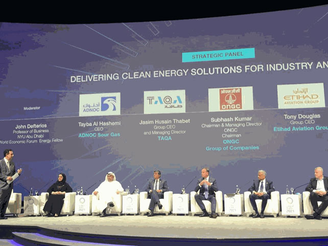Participants at the Strategic Panel Discussion at ADIPEC 2021