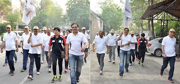 Flagging commitment for employee health: CMD and Directors leading the Walkathon at ONGC residential colony at Noida and in the neighborhood