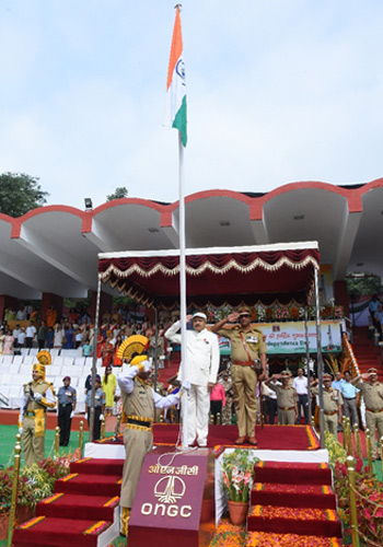 ONGC CMD Shashi Shanker saluting the National Tricolour