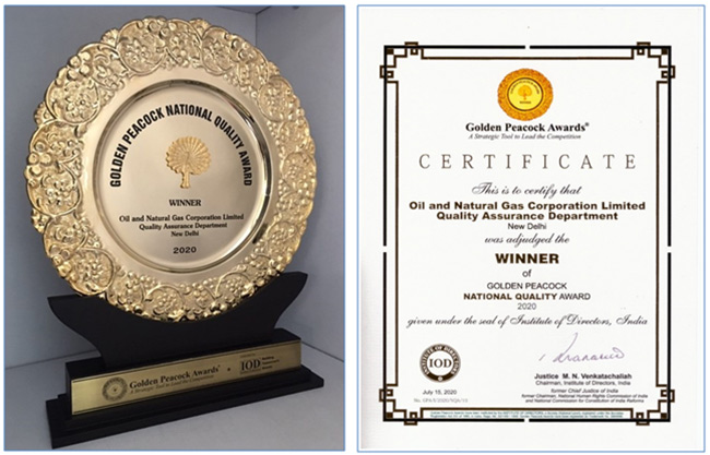 Golden Peacock National Quality Award-2020: Trophy and Certificate