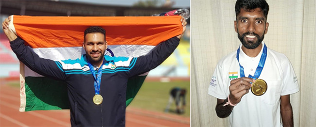 Kirpal Singh (left) and Suresh Kumar won Gold medals for India at the recent SAF Games in Discus Throw and 10,000 metre men’s category respectively. Both players are ONGC sportspersons