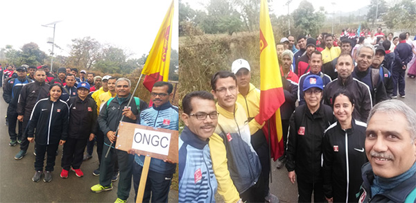 (L) ONGC Team getting ready for the March Past (R) ONGC Athletics Team