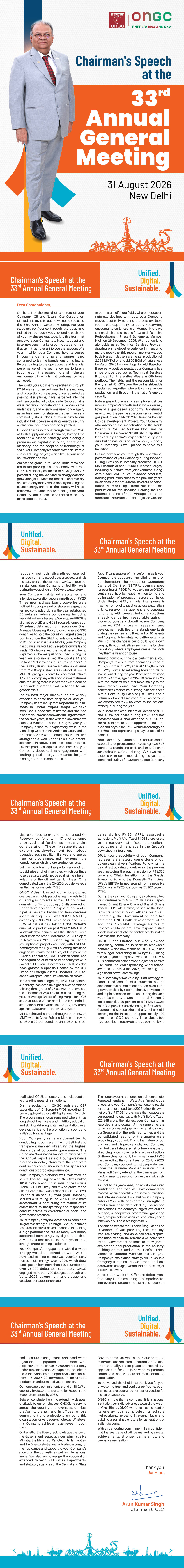 Chairman’s Speech at the 33rd AGM