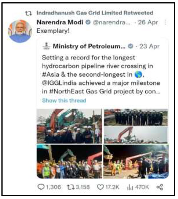 Screenshot of the Tweet by Prime Minister Narendra Modi