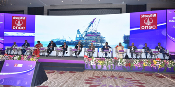 Dignitaries on the dais taking queries from journalists about ONGC’s future E&P plan