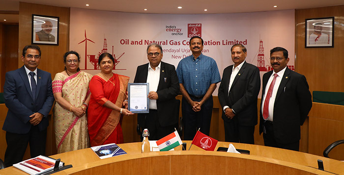 The Anti-Bribery Management System Certificate received by ONGC Chairman & CEO Arun Kumar Singh
