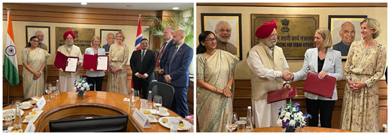 Executives of ONGC and Equinor exchanging the MoU in April