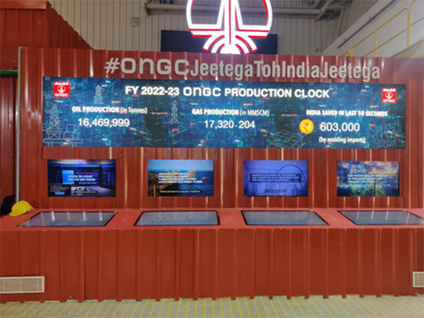 The financial year 2022-23 ONGC production clock at ONGC Pavilion in India Energy Week